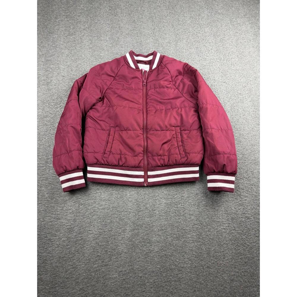 The Children's Place Girls Burgundy Bomber Jacket Size L 10/12